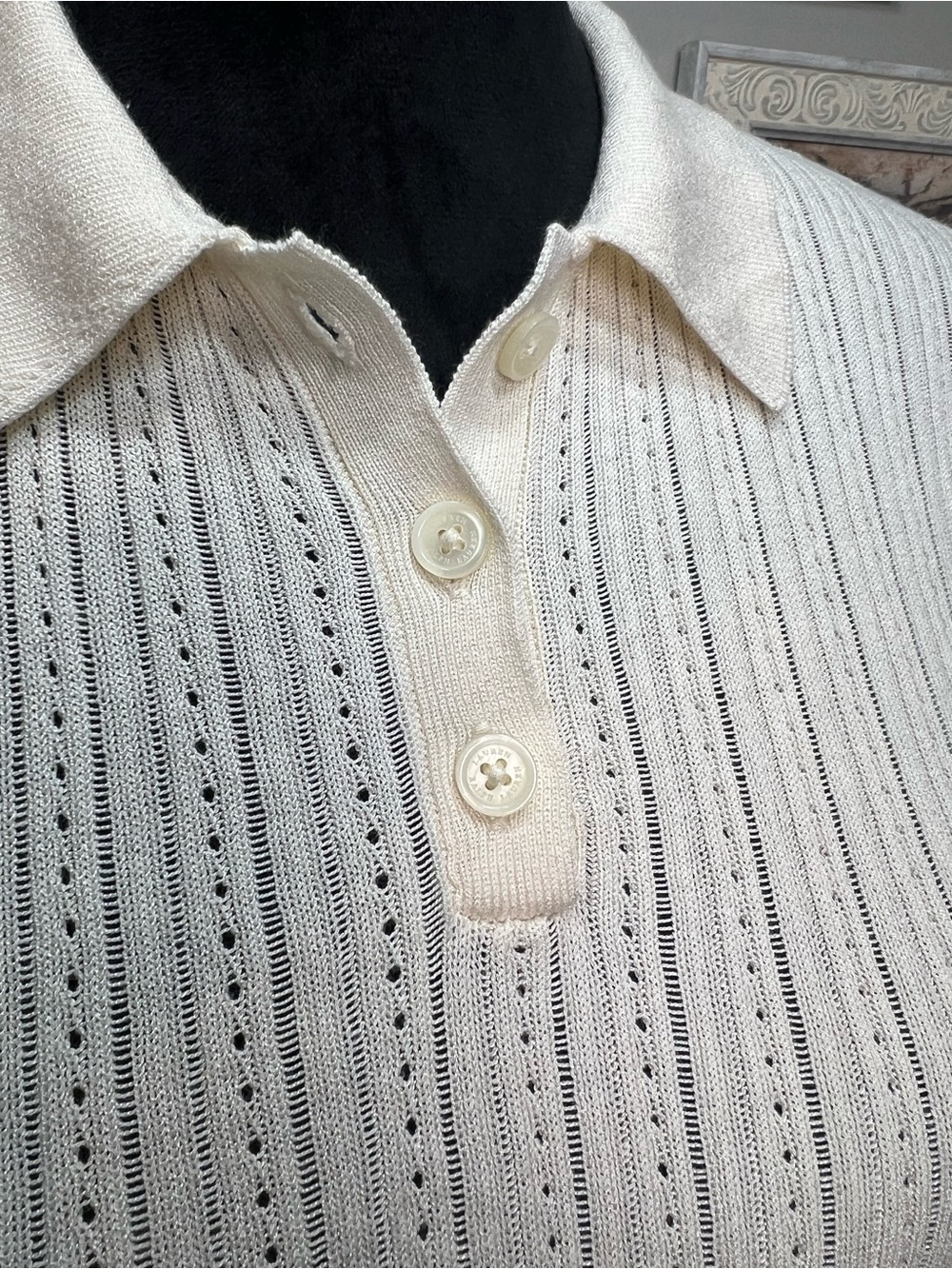 Ralph Lauren Cream Short-Sleeve Knit Polo Top - Picture 11 of 16